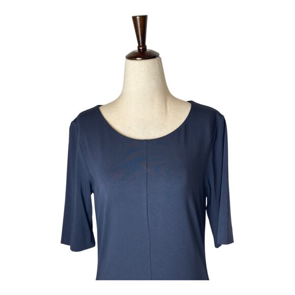 Diane Von Furstenberg Dress Women Medium Navy Blue Half Sleeve Knit Midi Sheath‎ - Picture 3 of 7